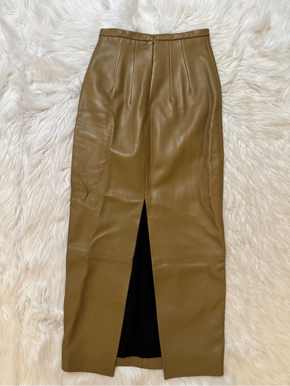 KHAITE New Winton Leather Skirt Golden Ochre Size 2 - Picture 3 of 12